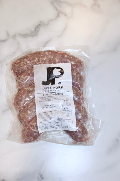fresh pork brats; farm fresh from adrian Minnesota.