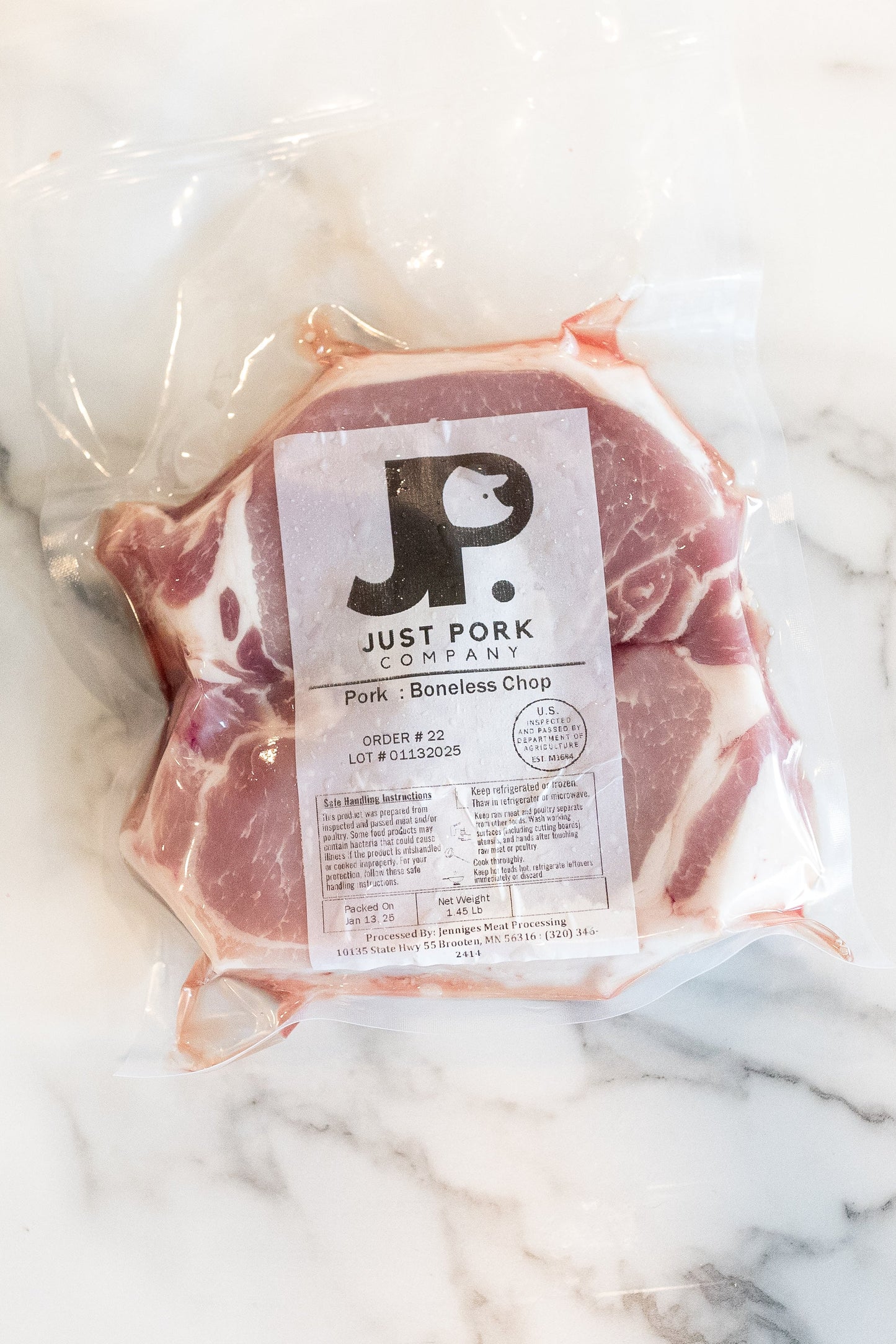 Just Pork's boneless pork chops; Healthy pork options delivered from a local farm