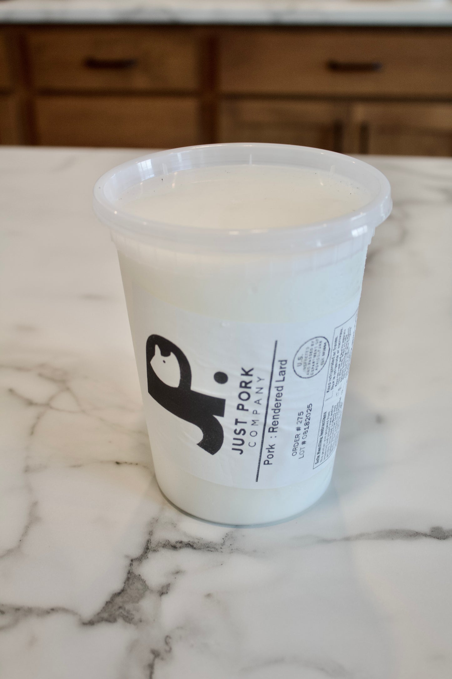 Fresh Pure Rendered Lard in a container