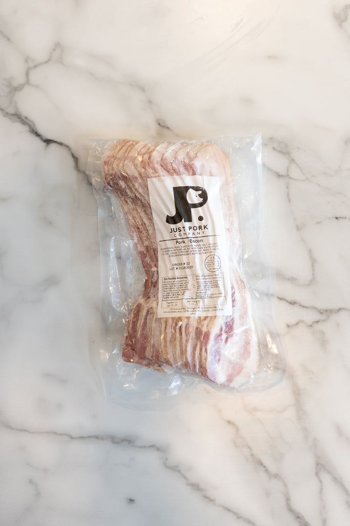 Pork Bacon in a package; High-quality pork prepared for meal prep